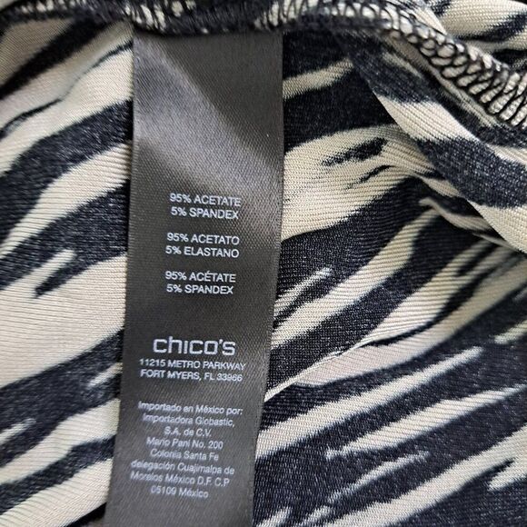 Chico's Travelers Women Asymmetrical Black  3/4 Sleeve Vacation Travel Top 2 -M - Picture 6 of 7